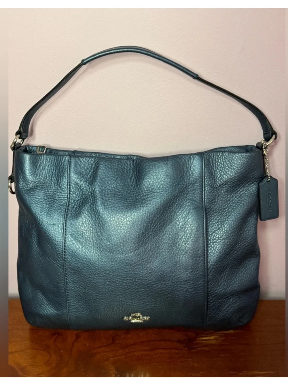 Coach Metallic Blue Isabelle East West Hobo